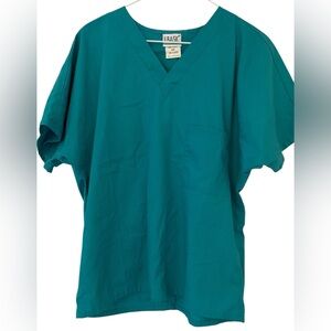 Simply Basic Womens Teal Green V-neck scrub top small